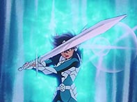 Odin concede a sua lendria armadura para Seiya, que empunha a espada Balmung para vencer Hilda!